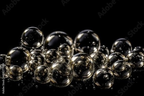 Bubbles in water on a black background. Abstraction.