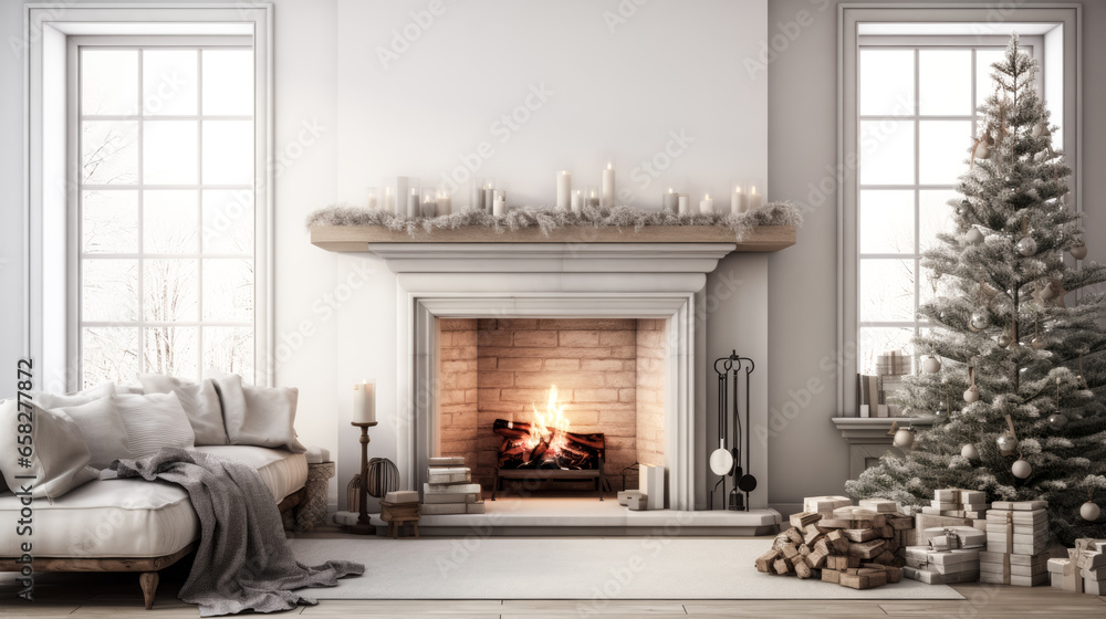 A cozy fireplace with stockings hanging above it, illuminating the room with a warm and inviting glow. A cozy fireplace with stockings hanging above it, illuminating the room with a warm and inviting glow.