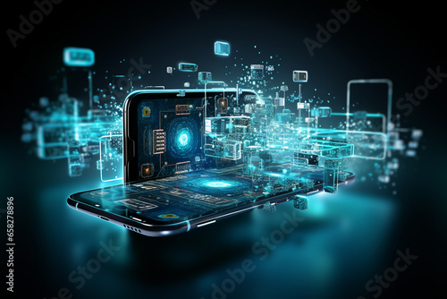 Wallpaper Mural future of mobile technologies powered by artificial intelligence. Futuristic concept. AI generated Torontodigital.ca