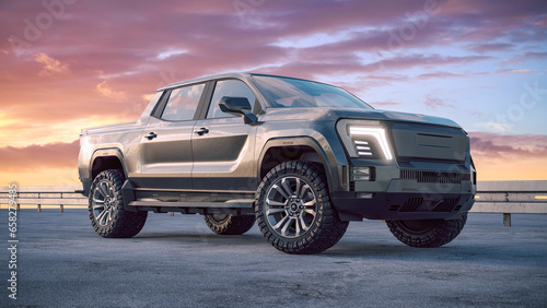 3D rendering of a brand-less generic pickup truck © Andrus Ciprian