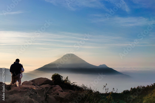 Sunrise at Sikunir Hill, Dieng, Central Java, Indonesia.