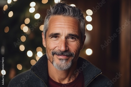Portrait of a handsome middle-aged man smiling at the camera. photo
