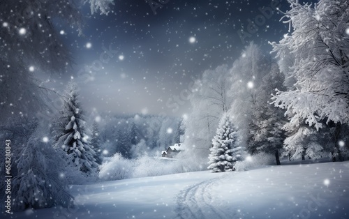 Winter snow in Christmas. AI, Generative AI © Stormstudio