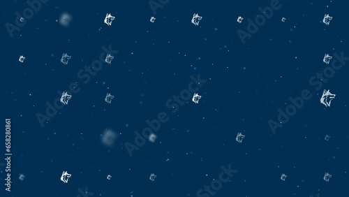Wallpaper Mural Template animation of evenly spaced wolf heads of different sizes and opacity. Animation of transparency and size. Seamless looped 4k animation on dark blue background with stars Torontodigital.ca