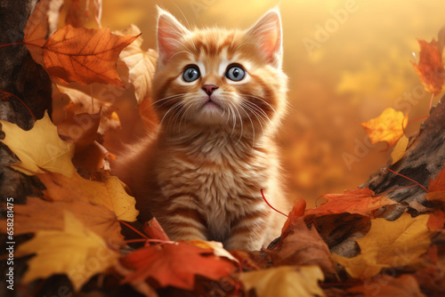 cute cat animal in autumn