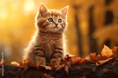 cute cat animal in autumn