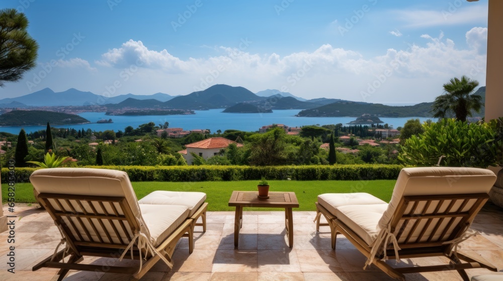 View to beautiful landscape and nature from villa terrace