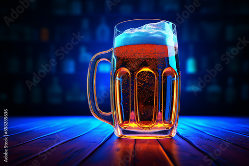 glass of beer drink neon dark background © Samsul