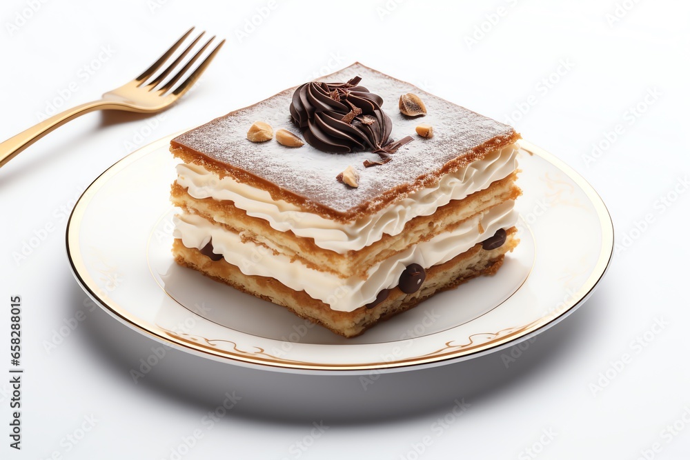 Vanilla Republic cake isolated on white background