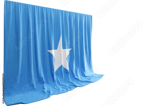 Somalia Flag Curtain in 3D Rendering called Flag of Somalia photo