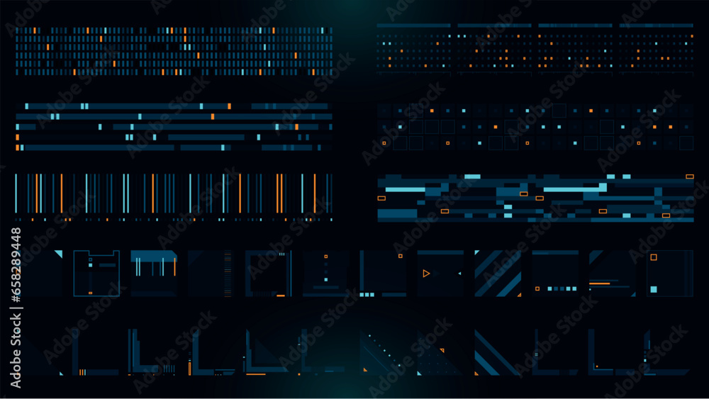 Set of Sci Fi Modern User Interface Elements. Futuristic Abstract HUD. Good for game UI. Vector Illustration EPS10