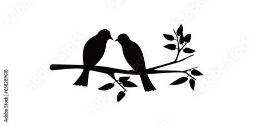 bird couple silhouette design. romantic icon vector illustration. photo