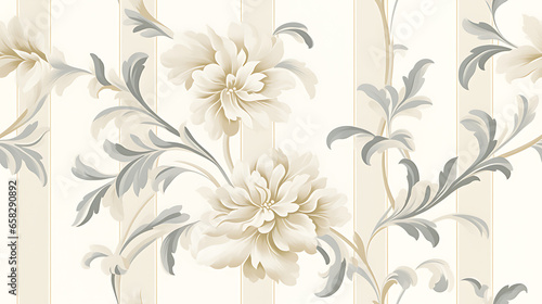 Abstrtact flowers in White beige and cream - Seamless tile. Endless and repeat print. photo