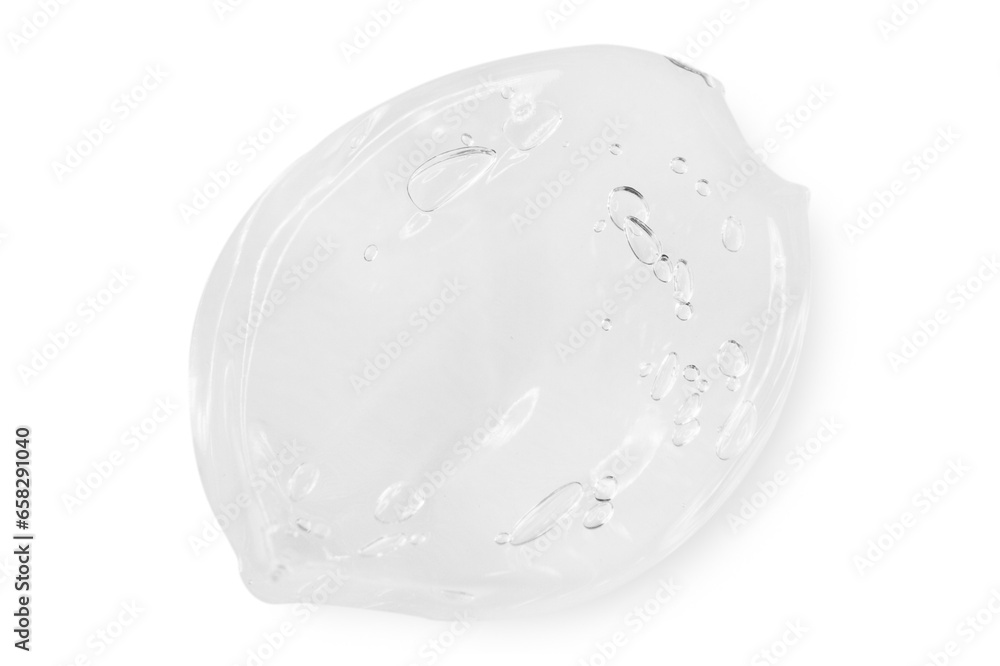 A large smear or drop of a transparent gel, serum. On an empty transparent background. A large smear or drop of a transparent gel, serum. On an empty transparent background.