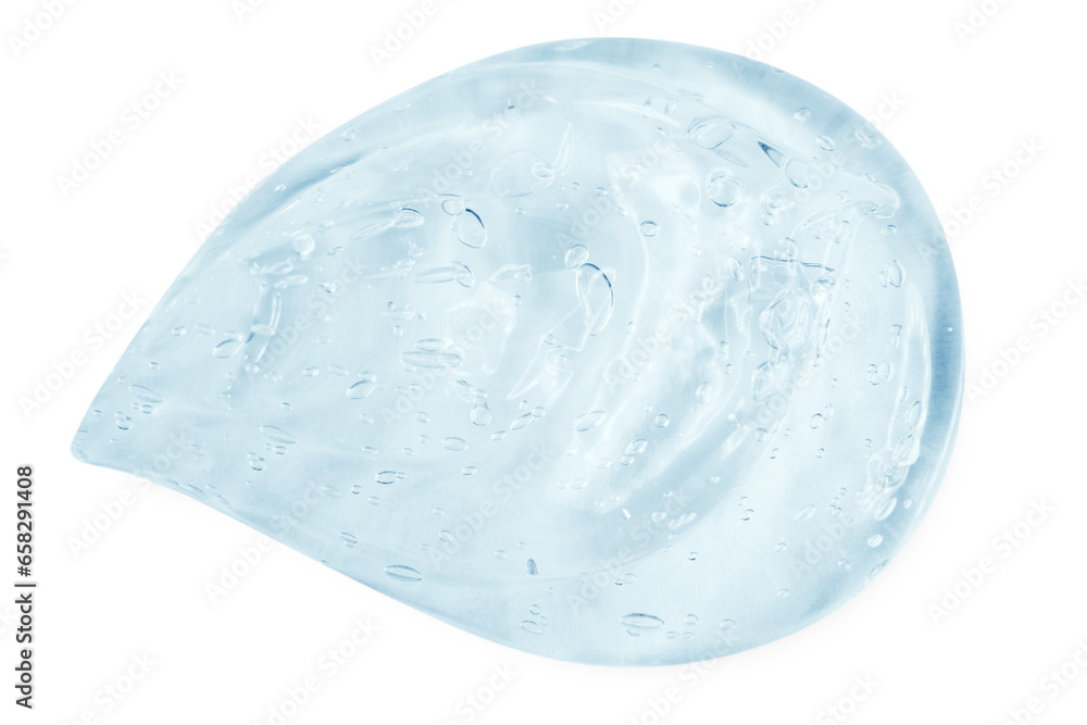 A large smear or drop of a clear blue gel, serum. On an empty transparent background. - obrazy, fototapety, plakaty 