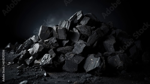 Coal mineral black as a cube stone background. Coal texture
