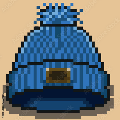 Pixel art wool beanie, vectorized pixel art, beanie.