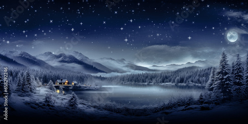 In the Christmas season a winter landscape sets an Advent mood embracing joy and wonder at the Christmas market wallpaper Background Card Digital Art © Korea Saii