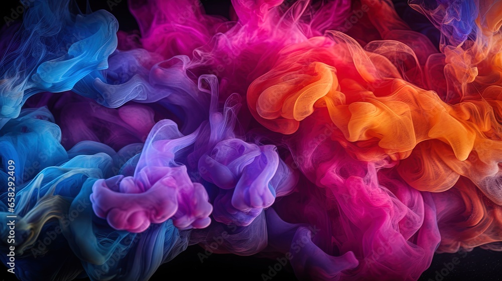 Colorful smoke on a black background, generated by AI Colorful smoke on a black background, generated by AI
