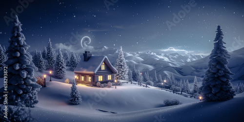 In the Christmas season a winter landscape sets an Advent mood embracing joy and wonder at the Christmas market wallpaper Background Card Digital Art