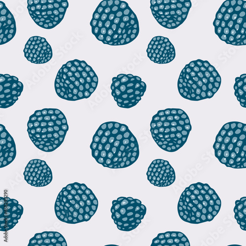 Seamless pattern with blackberry. Vector hand-drawn illustration on light background for textiles or packaging design