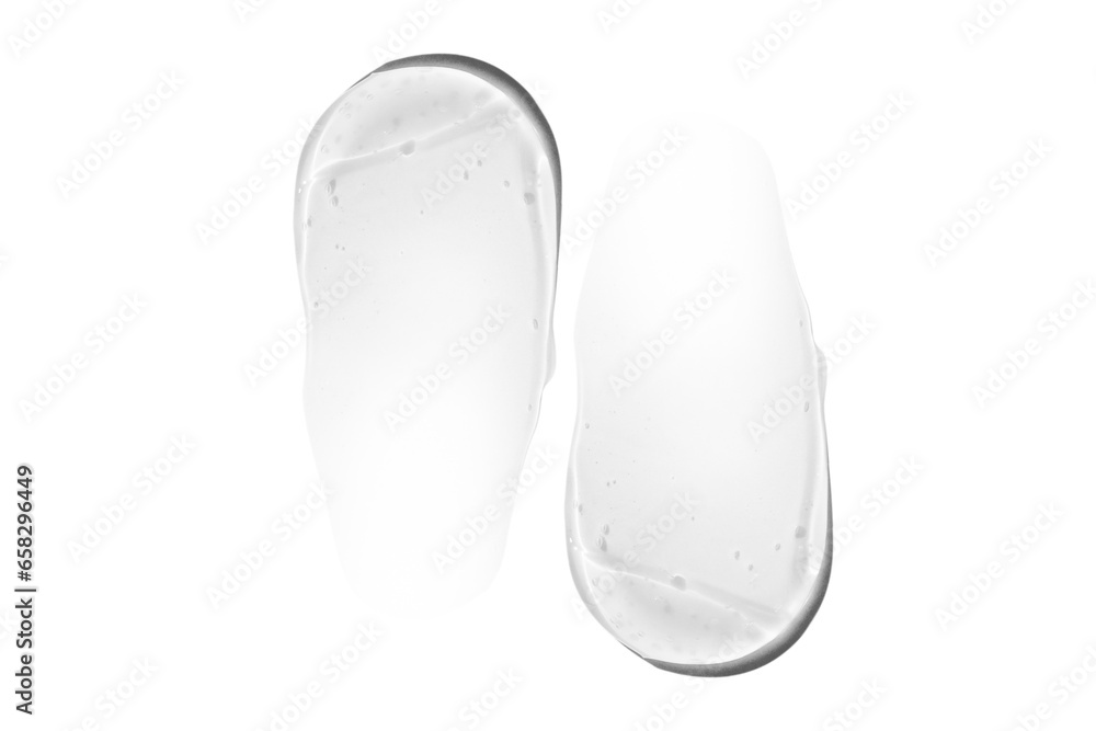 Composition of smears and drops or drops of a transparent gel, serum. On an empty transparent background. Composition of smears and drops or drops of a transparent gel, serum. On an empty transparent background.
