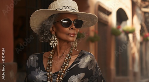 Stylish older black woman in San Miguel De Allende
