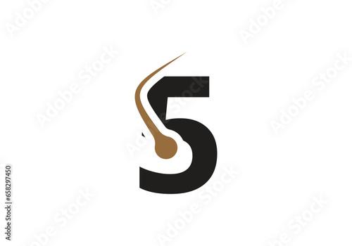 Letter 5 Hair Treatment Logo Design Vector Template. Dermatology Logo Design, Hair Care Treatment