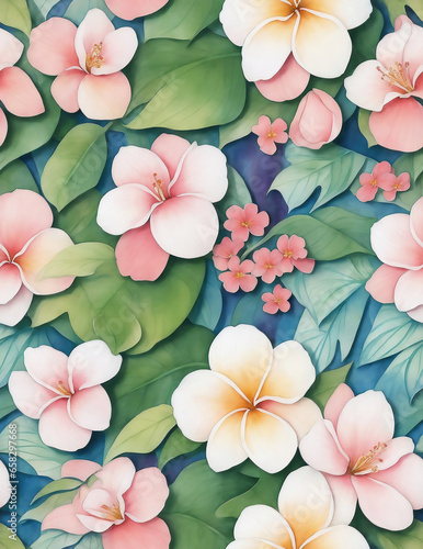 Blumen auf Hawaii, Hibiskus, sich wiederholendes Muster, nahtlos, tiling