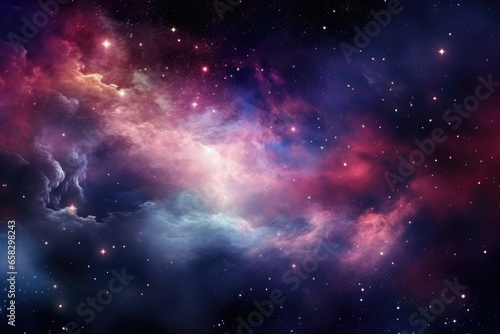 Colorful space galaxy cloud nebula with a starry night cosmos. Astronomy and universe science concept. Supernova background wallpaper.