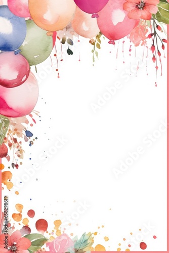 frame of balloons birthday party card photo