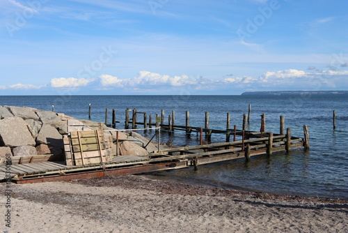 Pier on the beach of Vitt on the Baltic Sea island of Rügen photo