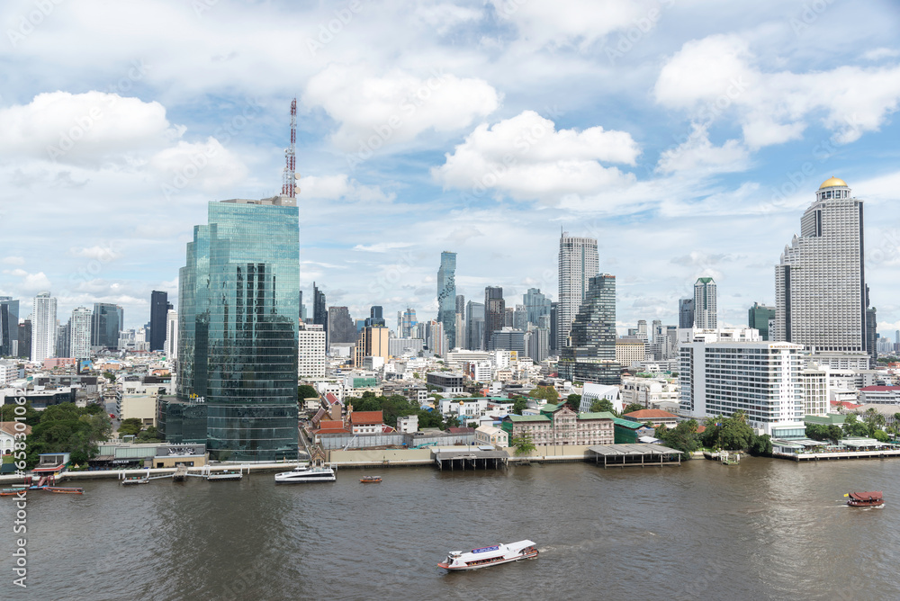 Cityscape in Bangkok, Thailand.Luxury Asian corporate and residential lifestyle. Financial city downtown, real estate.