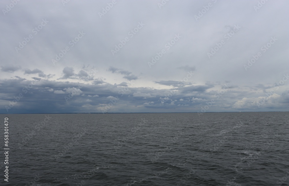 A storm approaches over the Greifswalder Bodden in the Baltic Sea
