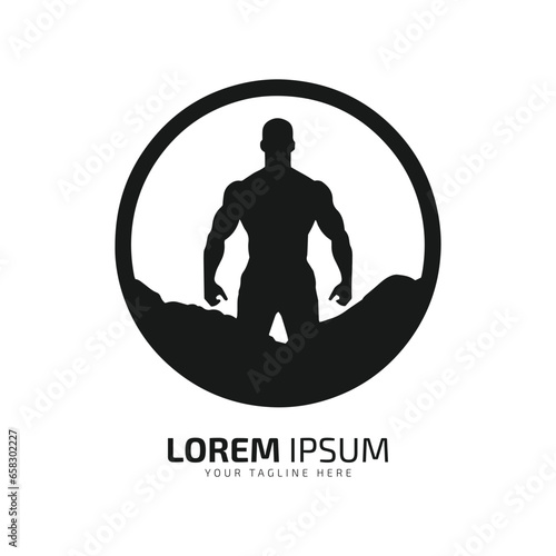 Minimal and abstract logo of gym vector man icon fitness silhouette isolated design gym club
