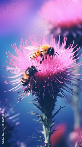 Macro photo of a bee on a flower