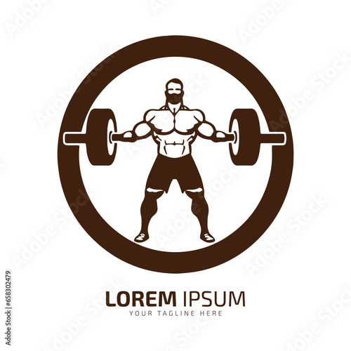 Minimal and abstract logo of gym vector man icon fitness silhouette isolated template design gym club in circle