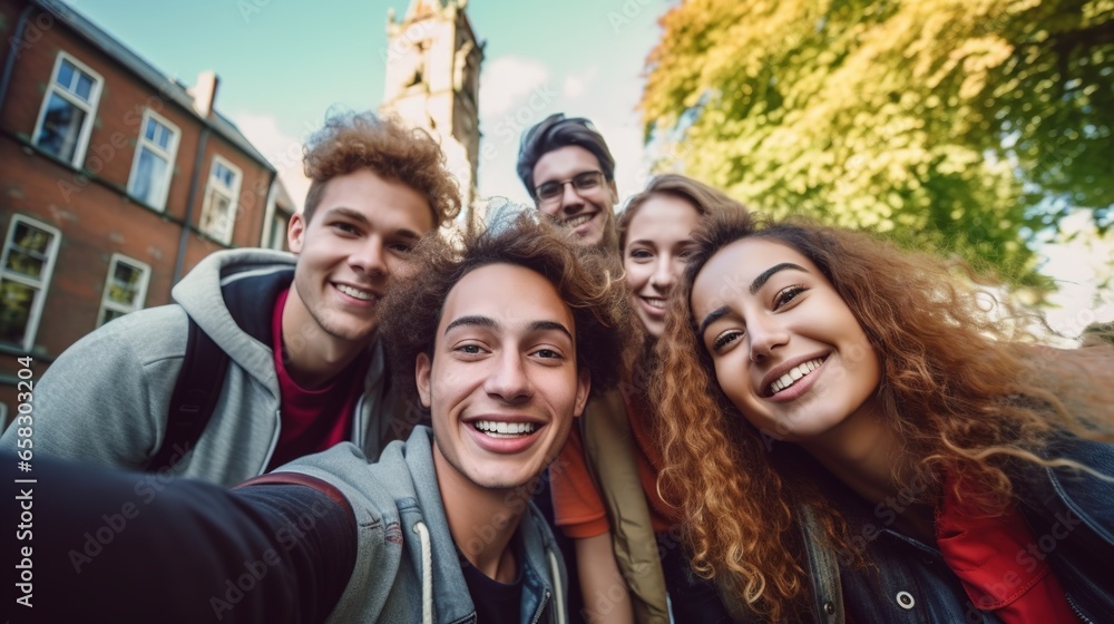 Education: Group of friends studying at university doing activities together, selfies, college, university, starting their studies. Education: Group of friends studying at university doing activities together, selfies, college, university, starting their studies.