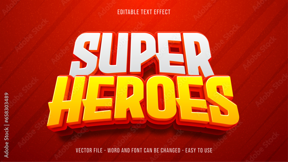 Obraz premium Super hero editable text effect, cartoon text style