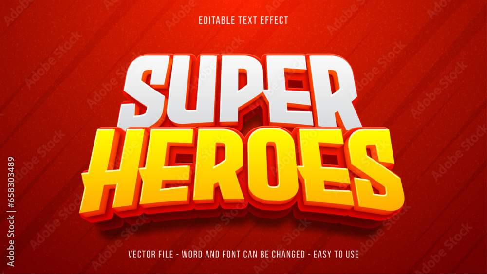 Naklejka premium Super hero editable text effect, cartoon text style
