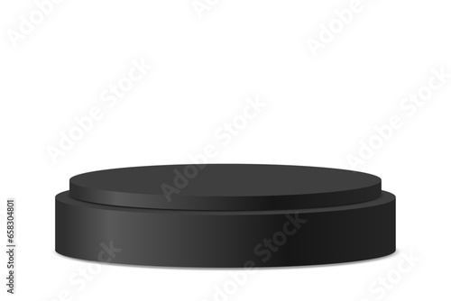 3d black round podium, pedestal for displaying product presentations, awards