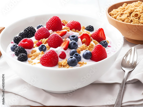 cereal with berries and yogurt 