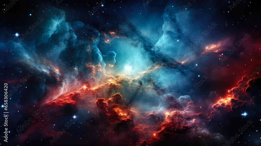 Naklejka premium Nebula Wallpaper: Colorful Space Pattern