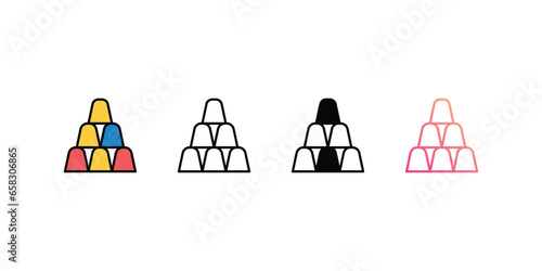 Games icons, color, line, glyph, gradient, Blue icon, Birthday party icon in five variations stock illustration.