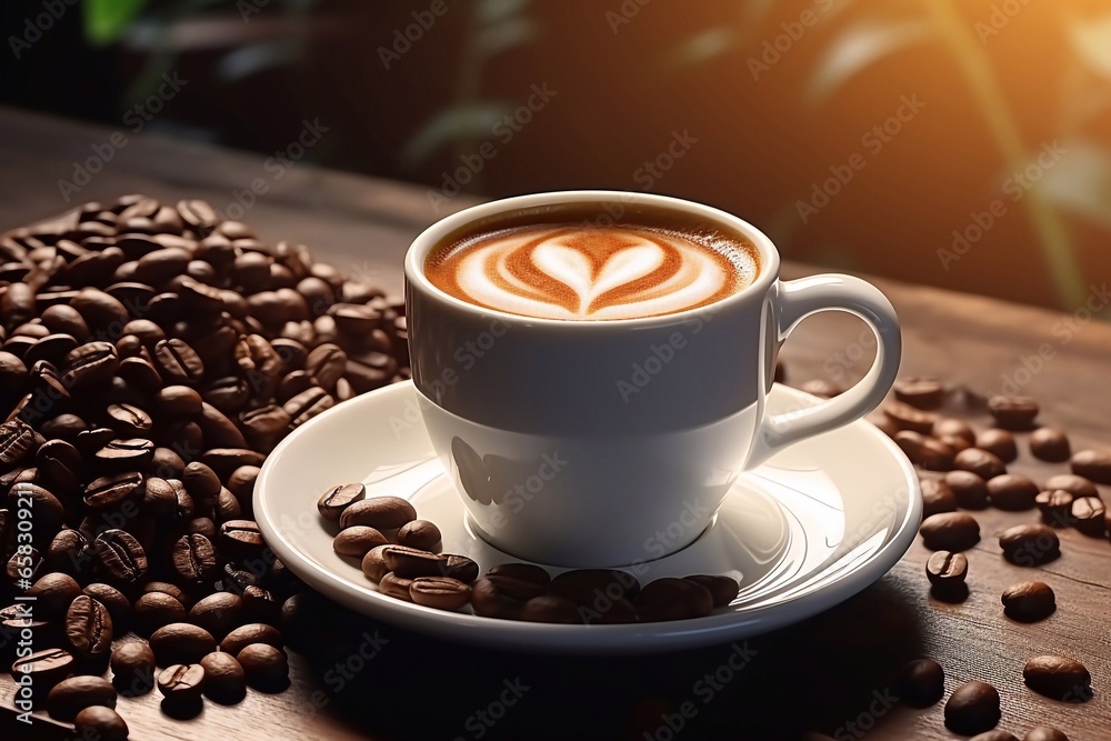 Coffee Infusion Depiction of Cup with Seeds Generative AI Coffee Infusion Depiction of Cup with Seeds Generative AI