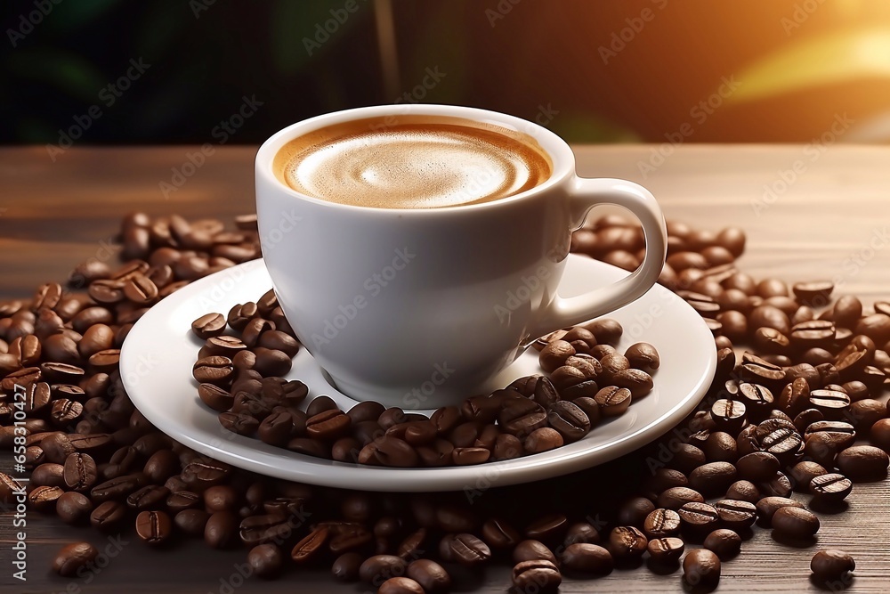 Java Delight Image of Coffee Cup with Seeds Generative AI Java Delight Image of Coffee Cup with Seeds Generative AI