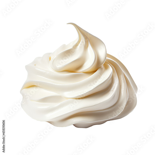 A close-up whipped cream  isolated on a transparent background