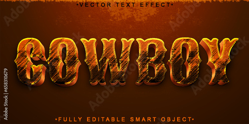 Worn Western Cowboy Vector Fully Editable Smart Object Text Effect