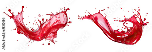 syrup red splash with droplets and bauble, isolated on a transparent background with a PNG format. syrup red flowing.