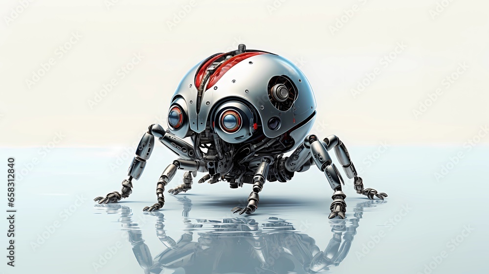 Ein Roboter Insekt vor hellem Hintergrund. - obrazy, fototapety, plakaty 